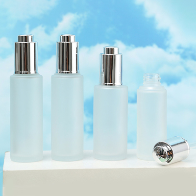 30ml Clear Frosted Glass Bottle Cosmetic Bottle Packaging With Pressure Dropper
