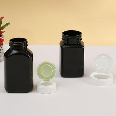 30cc 60cc 80cc 100cc 120cc Black Vitamin Pill Bottle Capsule PET Bottle With Flip